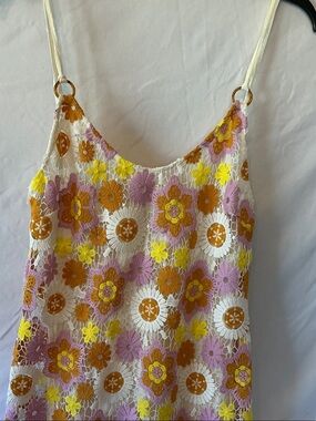 Floral Crochet Maxi Dress in Yellow & Pink